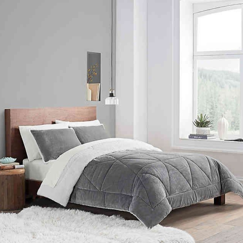 UGG Gray Comforter Plush Quilted Bedding